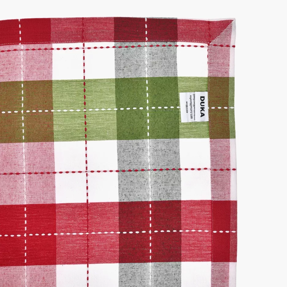 Bieżnik w kratę DUKA GLEN 180x40 cm czerwony zielony