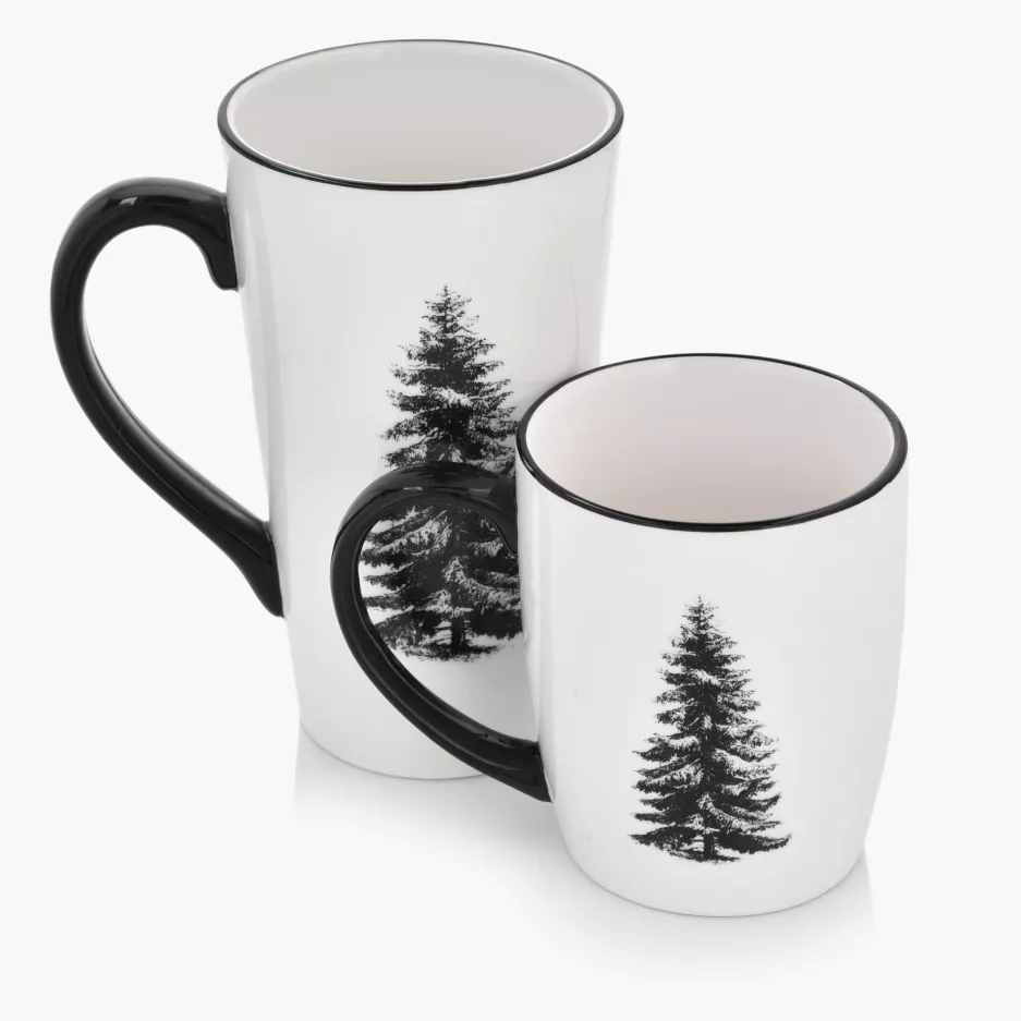 Kubek choinka DUKA JULGRAN 500 ml biały czarny kamionkowy