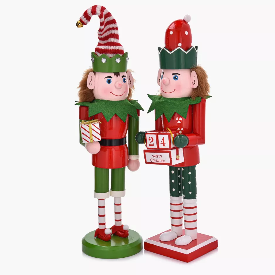 Dekoracja świąteczna figurka z kalendarzem DUKA NORALF ELF 37 cm czerwona