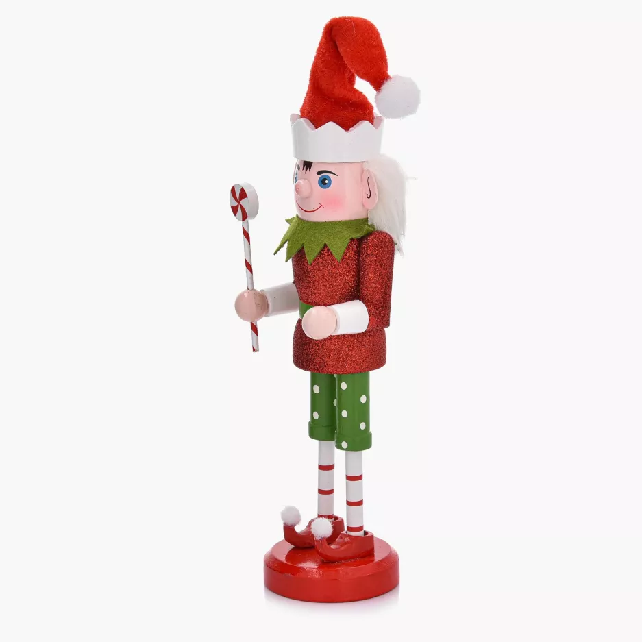 Dekoracja świąteczna figurka z lizakiem DUKA NORALF ELF 25 cm czerwona zielona