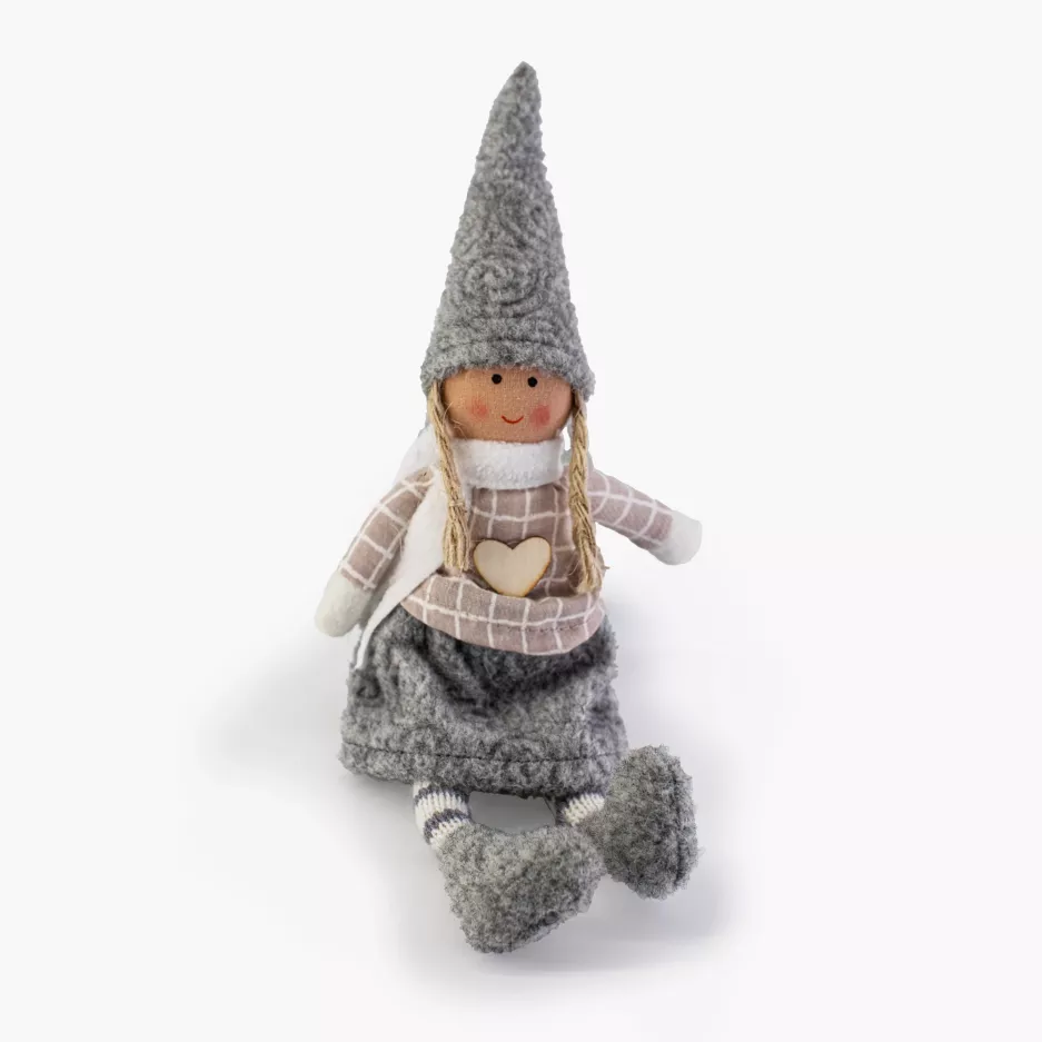 Dekoracja świąteczna lalka wisząca serce DUKA LILLIPUT 24 cm szara