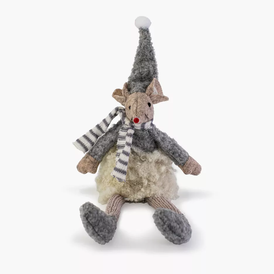 Dekoracja świąteczna mysz siedząca DUKA LILLIPUT 22 cm szara
