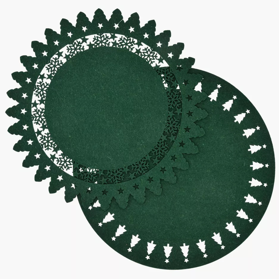 Podkładka na stół świąteczna choinki DUKA JULKLAP 38 cm zielona filcowa