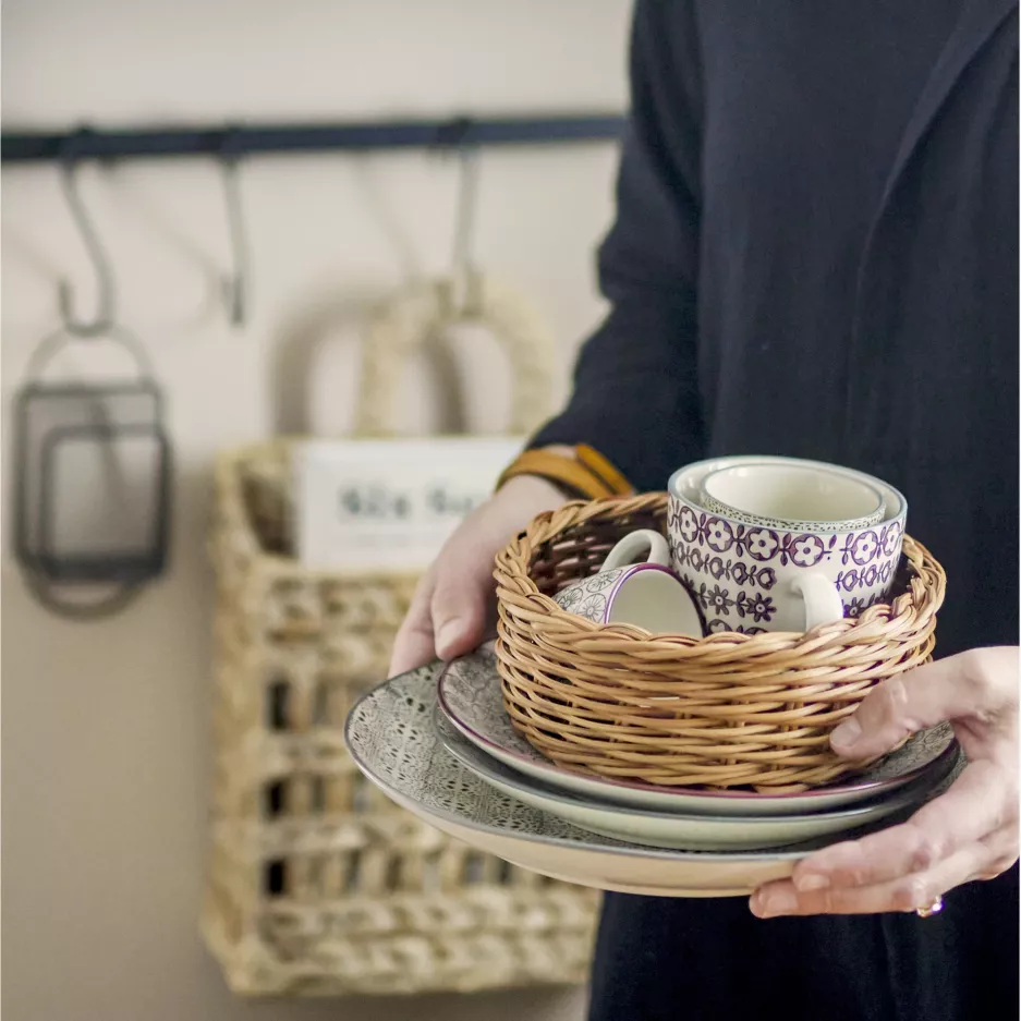 Kubek BLOOMINGVILLE KARINE beżowo-zielony zestaw 4szt.