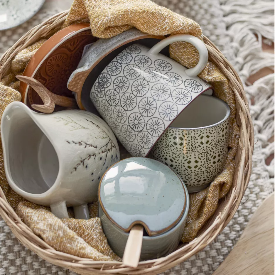 Kubek BLOOMINGVILLE KARINE beżowo-zielony zestaw 4szt.