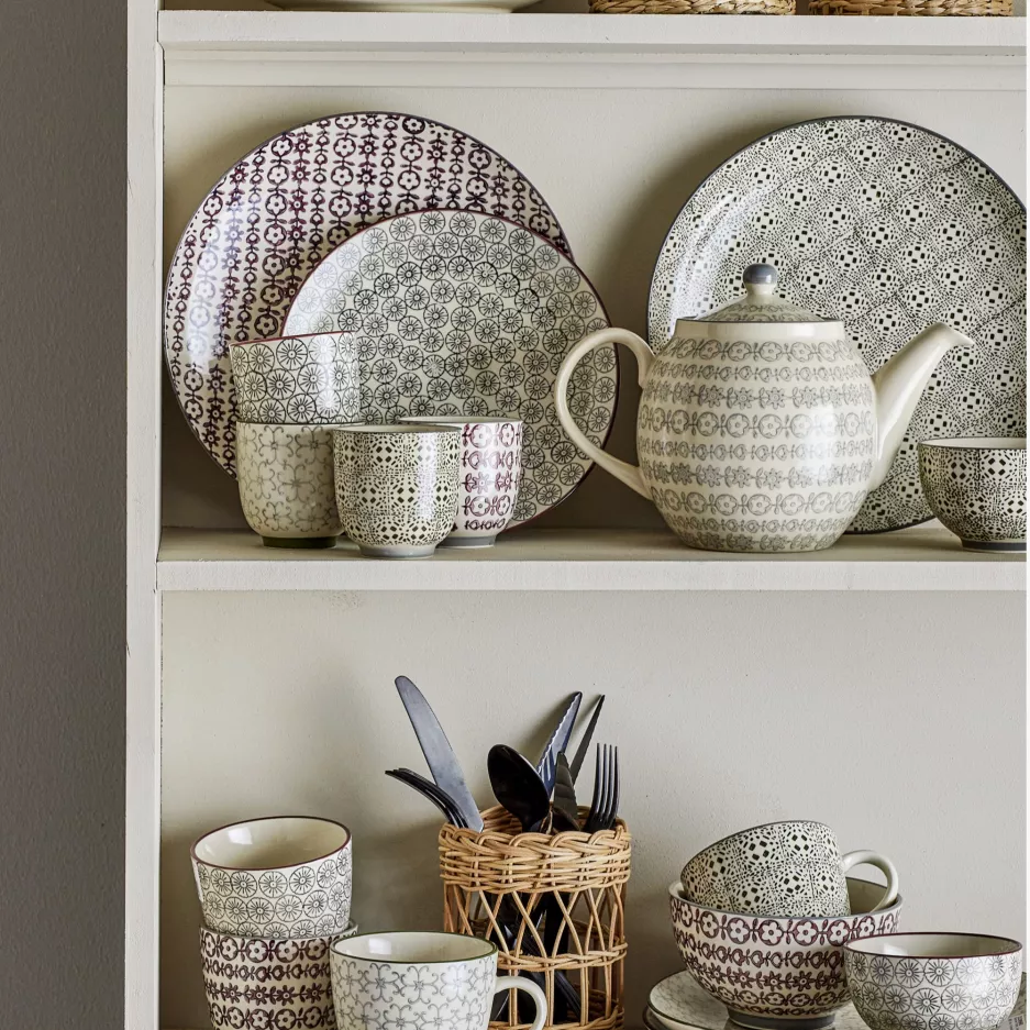 Kubek BLOOMINGVILLE KARINE beżowo-zielony zestaw 4szt.