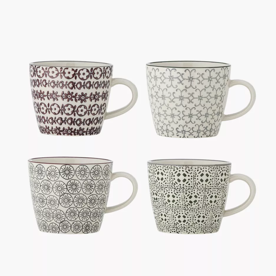 Kubek BLOOMINGVILLE KARINE beżowo-zielony zestaw 4szt.