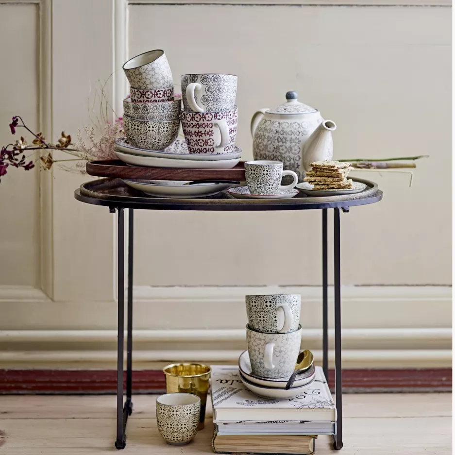 Talerz BLOOMINGVILLE KARINE 20cm beżowo-zielony zestaw 4szt.