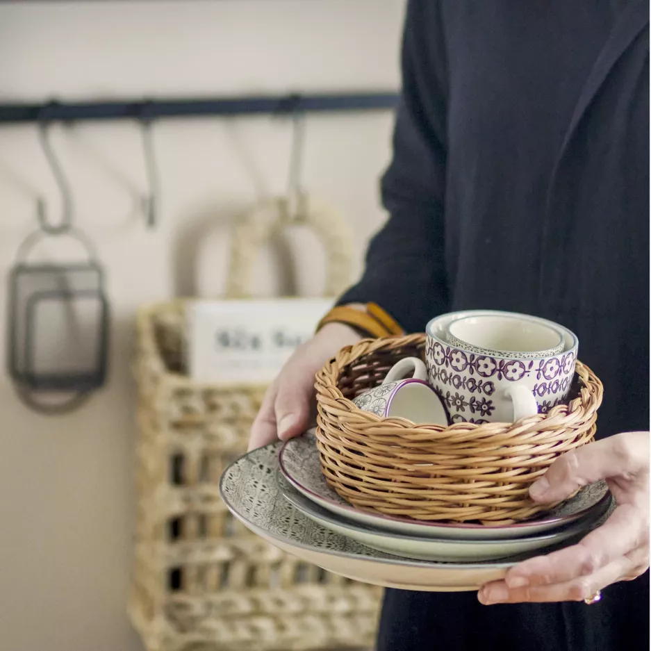 Talerz BLOOMINGVILLE KARINE 25cm beżowo-zielony zestaw 4szt.