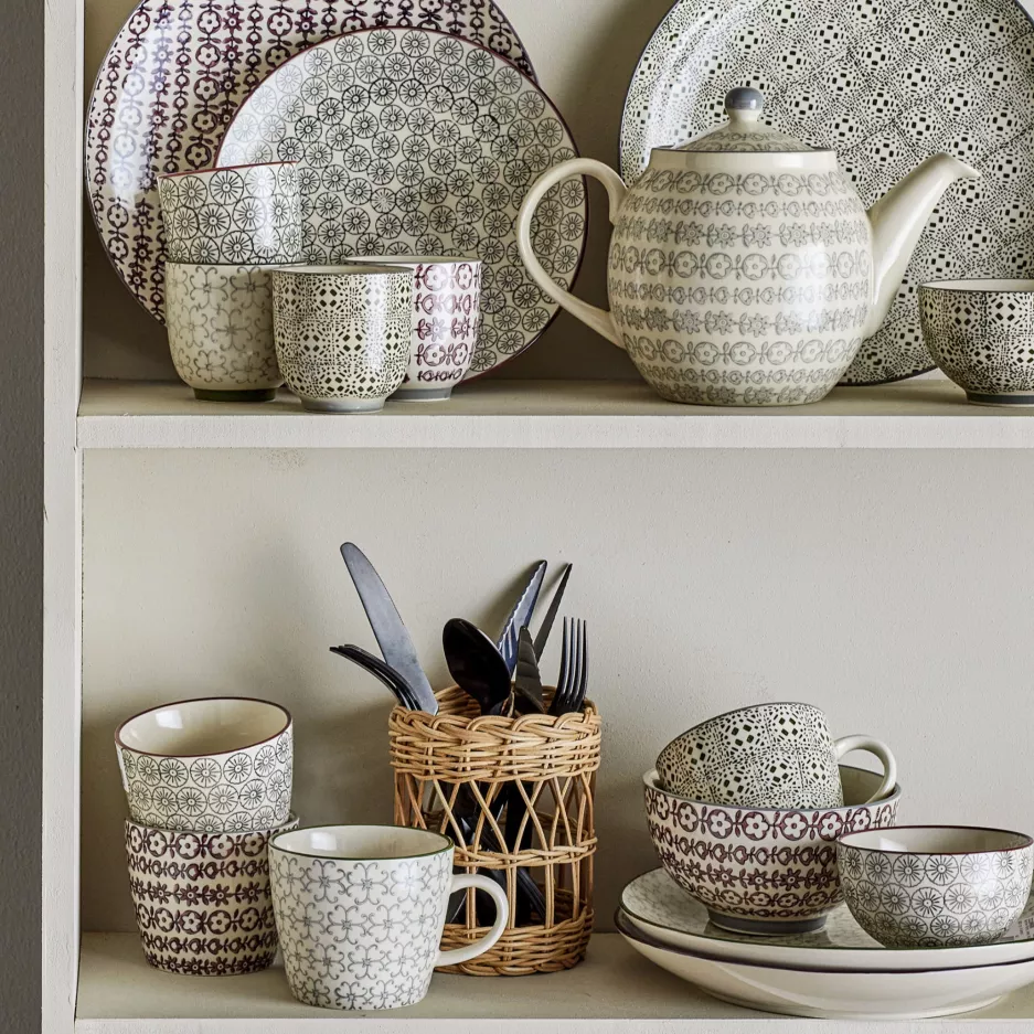 Miska 500ml BLOOMINGVILLE KARINE zestaw 2szt beżowo-zielona