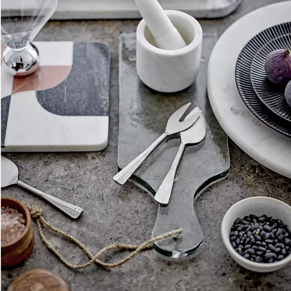 Taca obrotowa 35,5cm BLOOMINGVILLE ELLIN marmurowa biała