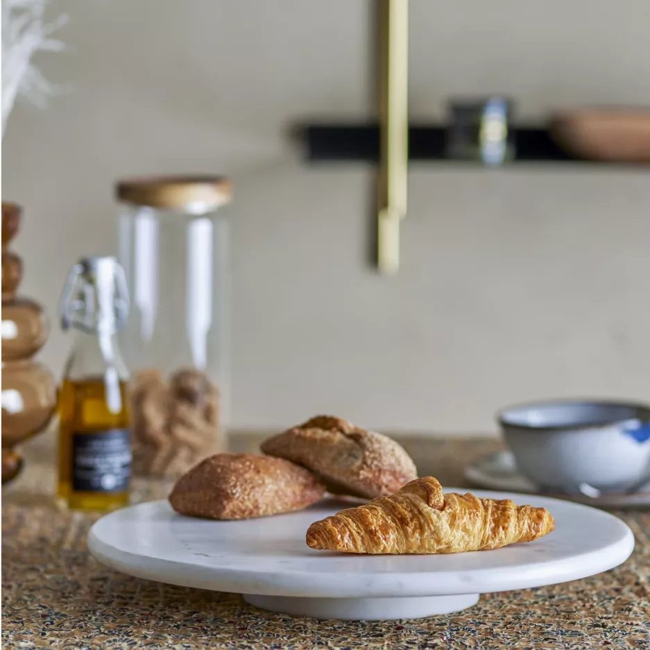 Taca obrotowa 35,5cm BLOOMINGVILLE ELLIN marmurowa biała