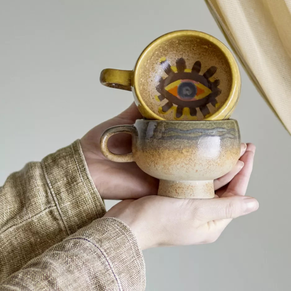 Filiżanka 220ml BLOOMINGVILLE OCULUS zestaw 2 szt brązowa