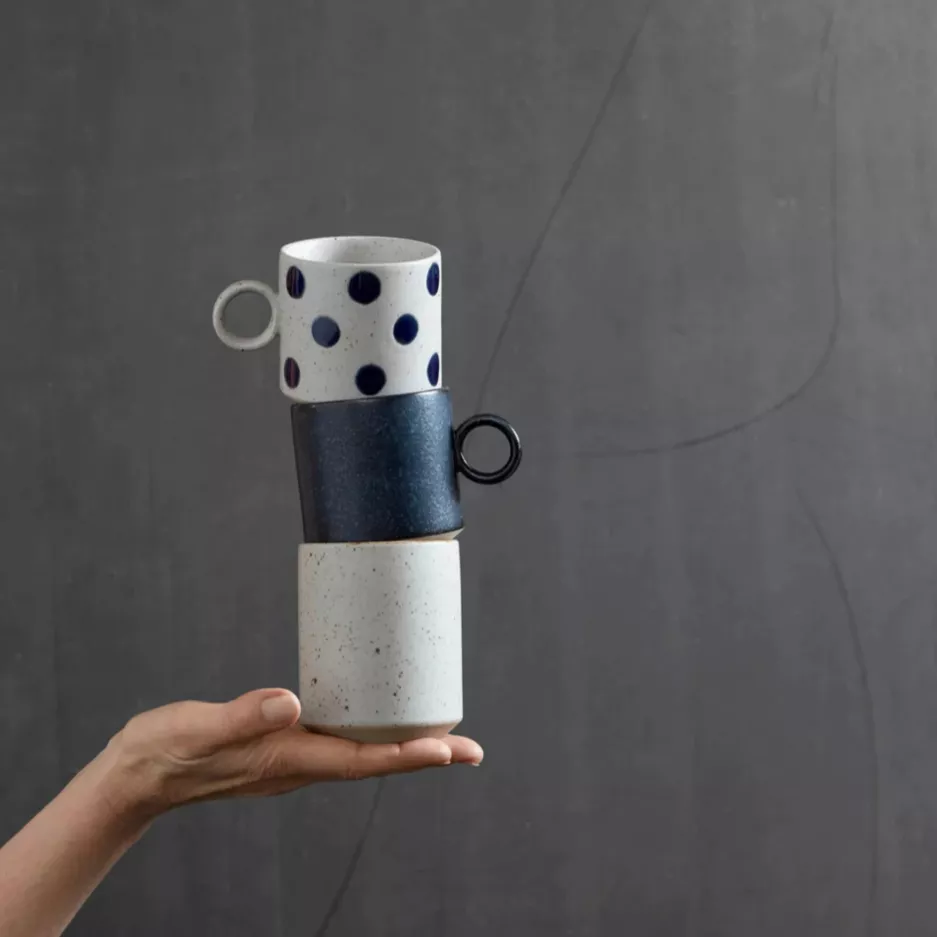 Filiżanka w kropki NORDAL GRAINY 270ml biała