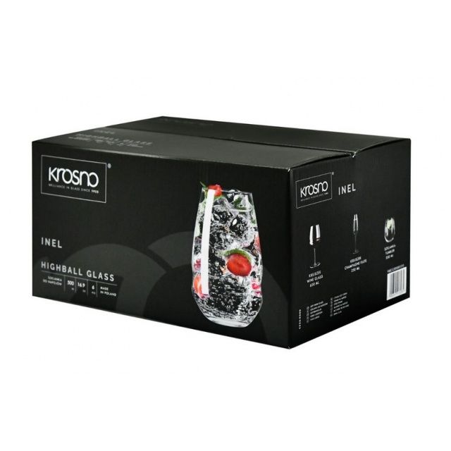 KROSNO Zestaw 6 szklanek do napojów INEL 560 ML