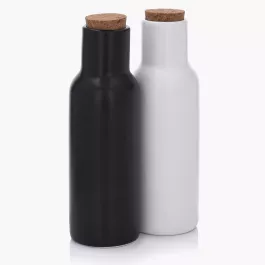 Zestaw 2 butelek do oliwy i octu DUKA OLJA 300 ml biały czarny porcelana