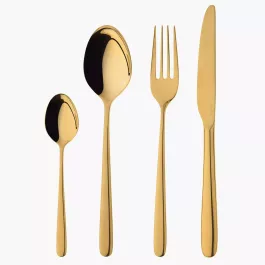 Zestaw sztućców dla 6 osób DUKA TROPEA 24 elementy złote stalowe
