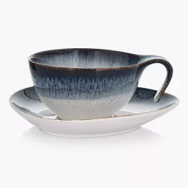 Filiżanka ze spodkiem DUKA TIME DIM 350 ml wielokolorowa porcelanowa