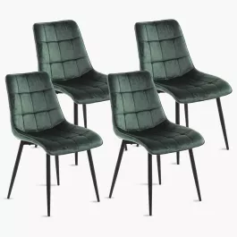 Zestaw 4 krzeseł OTE LAGOS zielony welurowy