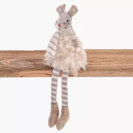 Dekoracja świąteczna mysz siedząca DUKA LILLIPUT 19 cm beżowa