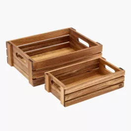 Zestaw 2 pojemników HOLM drewno akacjowe