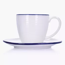 Filiżanka ze spodkiem DUKA KROG 220 ml biała granatowa porcelana