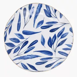 Talerz obiadowy w liście DUKA RIVIERA 26 cm biały niebieski porcelana