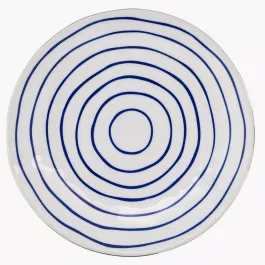 Talerz śniadaniowy paseczki DUKA SIREN 21 cm granatowy złoty kamionkowy