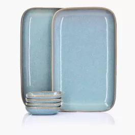 Zestaw do sushi dla 2 osób DUKA THORA 6 elementów niebieski kamionka