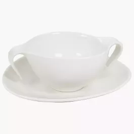 Talerz głęboki, bulionówka ze spodkiem DUKA TIME 450 ml biała