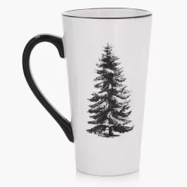 Kubek choinka DUKA JULGRAN 500 ml biały czarny kamionkowy