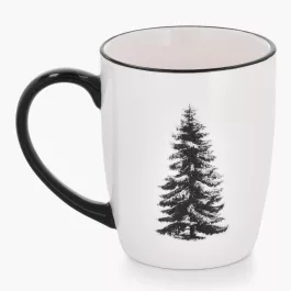 Kubek choinka DUKA JULGRAN 350 ml biały czarny kamionkowy