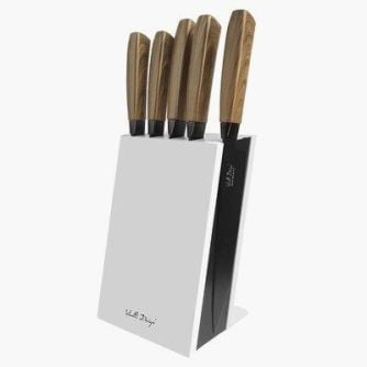Zestaw komplet 5 noży kuchennych w bloku VIALLI DESIGN SOHO biały