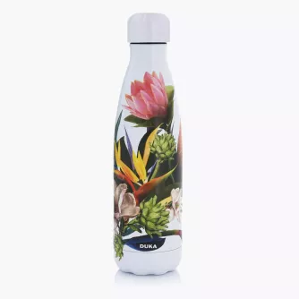 Butelka termiczna w kwiaty DUKA FLASKA 500 ml wielokolorowa biała stalowa