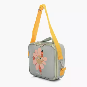 Torba termiczna na lunch kwiatek DUKA MINI 22x19x8 cm zielona pomarańczowa