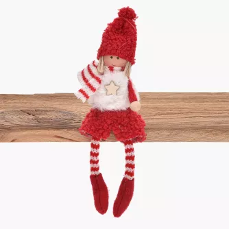 Dekoracja świąteczna lalka wisząca DUKA LILLIPUT 16 cm czerwona