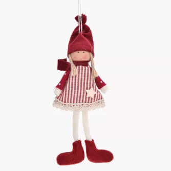Dekoracja świąteczna lalka wisząca DUKA LILLIPUT 15 cm czerwona biała