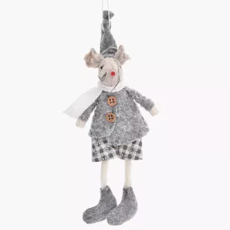 Dekoracja świąteczna mysz wisząca DUKA LILLIPUT 15 cm szara