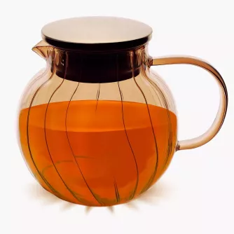 Dzbanek z uchwytem i pokrywką DUKA CASUAL 1100 ml ryflowany bursztynowy