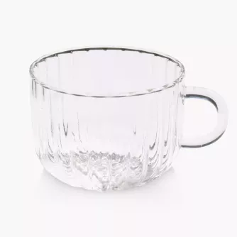 Szklanka do napojów z uchwytem DUKA CASUAL 450 ml ryflowana transparentna
