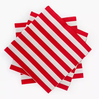 Serwetki w paski DUKA RANDIG 33x33 cm białe czerwone