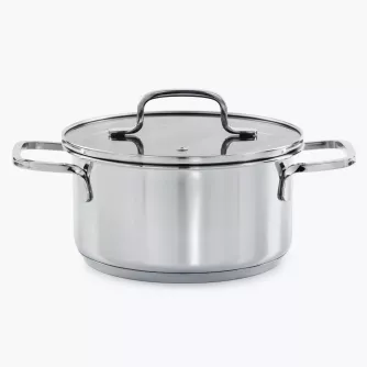 Garnek z pokrywą BERGHOFF HELIX 18 cm srebrny stalowy