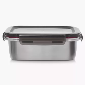 Pojemnik na żywność lunchbox prostokątny DUKA IDEAL 1400 ml srebrny metal