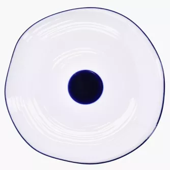 Talerz płytki obiadowy DUKA KROG 27 cm biały granatowy porcelana