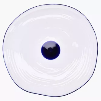 Talerz płytki obiadowy DUKA KROG 31 cm biały granatowy porcelana