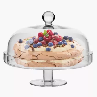 Patera na nóżce z kloszem KROSNO ELITE 28 cm transparentna szklana