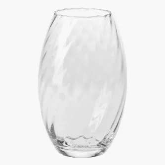 Wazon dekoracyjny na kwiaty owalny KROSNO 23.5 cm ryflowany transparentny