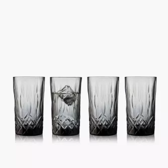 Szklanki wysokie LYNGBY SORRENTO 4 szt. 380 ml szare