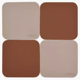 Podkładki pod kubki DUKA ODIN zestaw 4 sztuki 10x10 cm beżowe brązowe