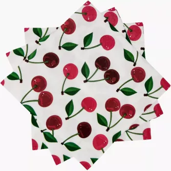 Serwetki papierowe PAW Cherries Pattern 33x33 cm 20 szt białe czerwone